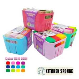 3PCS in Box Heavy duty Dishwashing Scouring Pad Reusable Scrub Sponge Pads for Kitchen Cleaning