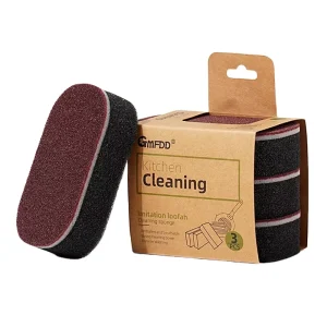 3Pcs Pack Heavy Duty Emery Scouring Sponge Rust & Burnt Stain Remover Abrasive Cleaning Pad for Kitchen Bulk Supply