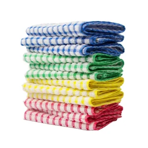 4 Color Optional Check Cotton Tea Towel Multi Functional Dish and Home Cleaning Square Cloth for Kitchen Glass