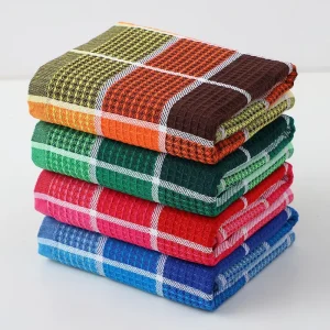 4 Pack Waffle Weave Cotton Cleaning Cloths Soft Absorbent Lint Free Dish Towels for Dishware Kitchen Surfaces