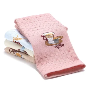4-Piece Kitchen Hand Towels Set Highly Absorbent Cotton Waffle Weave Checkered Pattern Tea Towel