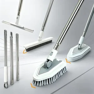 4 in 1 Household Multi Functional Hard Bristle Corner Bathroom Floor Gap Crevice Cleaning Brush Set With Long Handle Wiper