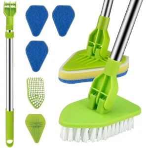 4 in 1 Telescopic Multi use Chenille Duster Cleaning Plastic Sponge Bathtub Washer Cleaner Kitchen Brush Scrubber