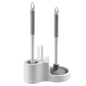 4 in 1 Toilet Bowl Brush Set Silicone Toilet Plunger and Brush Combo with Holder for Deep Cleaning