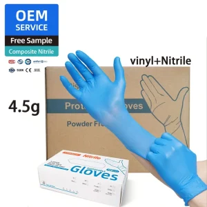 4.5g Blue Synthetic Vinyl Nitrile Disposable Gloves for Count Pack Food Grade Anti Slip for Greasy Meat Handling Catering