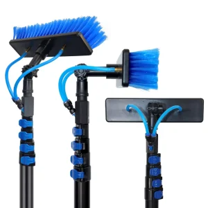 4.6m Telescopic Pole Adjustable Brush Head Solar Panels Cleaning Kit Tool Water Fed Window Cleaning Pole