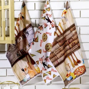 40*60 cm 48 Gram piece Stock Ready Tea Microfiber Printed Kitchen Dish Towels for Sublimation Kitchen Towel