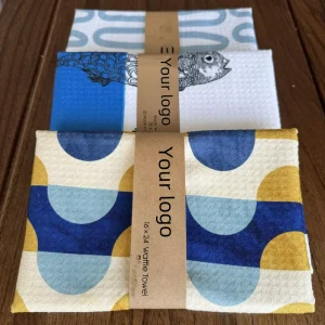 400gsm Disposable Eco Friendly Printed Microfiber Kitchen Towels Customizable Logo Waffle Weave Quick Dry Absorbent Tea Towels