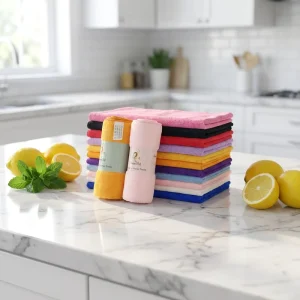 40×40 Colorful Custom Logo Design Remover Kitchen Towels Car Wash Cloth Rag Microfiber Cleaning Cloth