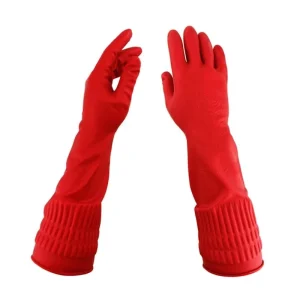 45cm Extra Long Oil Chemical Resistant Industrial Red Laundry Kitchen Household Washing Clean Rubber Gloves