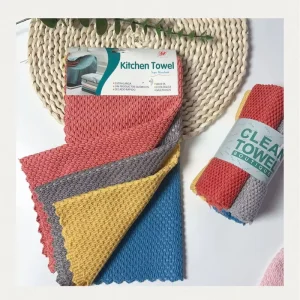 4Pack High quality Square Kitchen Cleaning Towels Eco Friendly Microfiber Dishcloths & Reusable Table Wiping Cloths