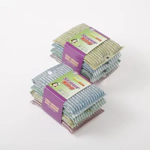 4pcs Multi Color Eco Friendly Soft Reusable Double Sided Scouring Foam Pads Dishwashing Sponge