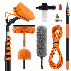 4pcs Telescopic Window Cleaning Kit Efficient Solar Panel Window Washing Tool with Water Fed Pole Solar Brush