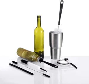 5-Pack Bottle Cleaning Brush Set Long Handle Black Bottle Cleaner for Washing Narrow Wine Beer Tumbler Sport Well Cleaning Brush