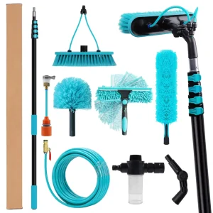 5 Sections of 7.2 meter Telescopic Window Cleaning Kit Efficient Solar Panel Window Cleaning Tool with Water Injection Rod