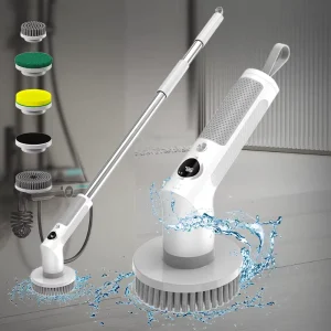 5-in-1 Long Handled Retractable Electric Mop Scrubber Cordless Electric Cleaning Brush for Kitchen & Car Plastic Spin Scrubber