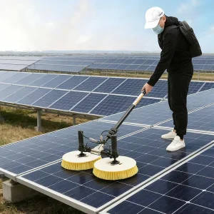 5.5 Meter Telescopic Pole Solar Panel Cleaning Rotating Brush Tools AC Power Version