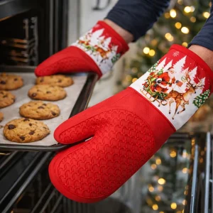 500F Heat Resistant Silicone Baking Gloves Mitts Set Custom Logo Thick Build OVEN GLOVE for Professional Chef OVEN MITT
