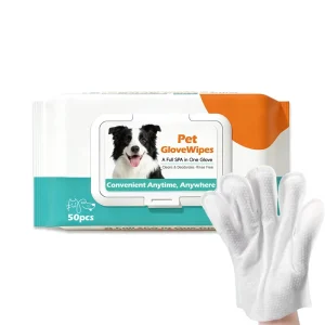 50pcs Private Label Pet Glove Wipes Quick Clean Disposable Gloves Daily Grooming Pet Care Products with Flexible MOQ