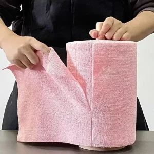 50pcs/roll 40*40cm Blue Car Detailing Household Glass Window Cleaning Disposable Microfiber Pearl Weave Close Loop Rolled Towel