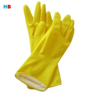 55g Yellow Rubber Latex Gloves for Household Kitchen Cleaning Soft Durable Reusable PET Outer for Winter Use