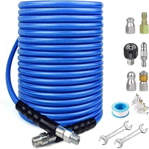 5800psi CS High Pressure 400bar Sewer Cleaning Set Portable 30M Drain Washing Jetter Kit Sewer Water Cleaning Hose Pipe Cleaner