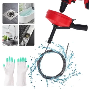 5M 16.5FT Flexible Drain Snake with Drill Attachment Sewer Unblocking Spiral Auger for Sink Toilet Gutter Clog Removal