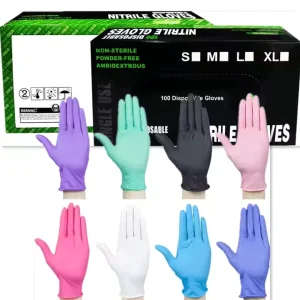5mil 4mil 3mil Tattoo Nitrile Gloves Food Cleaning Pink Black Blue Custom Logo Powder Free 9 inches Disposable Nitrile Gloves