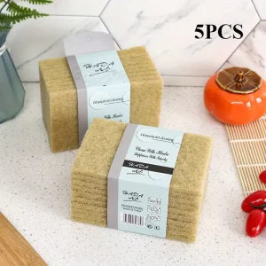 5pcs Coconut Fiber Scouring Pads Non woven High quality Reusable Exfoliating Pads for Kitchen and Living Room Cleaning