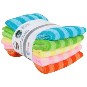 5pcs set Multifunctional Striped Microfiber Rags Dishwashing Cloth Kitchen Supplies Kitchen Towel Rags