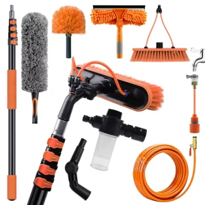 5section 3.6mm Aluminum Telescopic Window Cleaning Tool Kit Water Fed Pole Brush