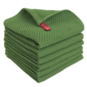 6-Pack 100% Cotton Waffle Design Kitchen Cleaning Towels Quick Drying and Soft Absorbent Dishcloths Sets