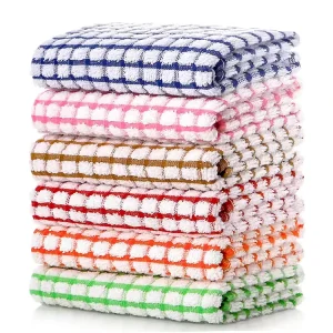 6 Pack Cotton Kitchen Dish Towels Wash Clothes for Daily Cleaning Daily Kitchen Cloths