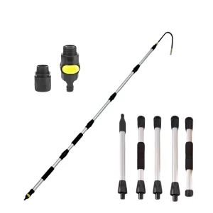 6.5ft Telescopic Gutter Cleaner Wand Push Button Aluminum Extension Pole Reusable Eco Friendly for High Roof Cleaning