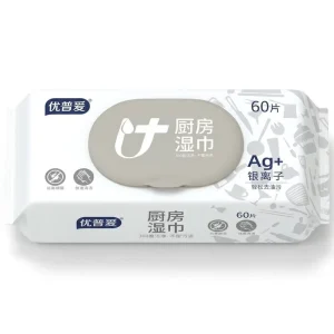 60PCS Lid Ag Silver Ion Deep Cleansing Grease Removing Soft Eco Disposable Household Kitchen Cleaning Wipes