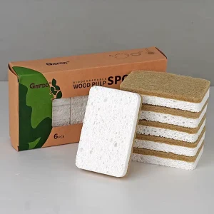 6Pcs/Set Eco-Friendly Biodegradable Sisal Wood Pulp Sponge Corner Non-Scratch 250%-500% Water Scouring Pad Kitchen Use