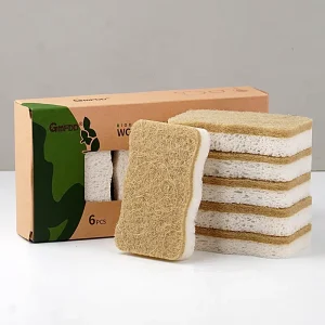 6Pcs/Set Waved Shape 2-Layer Sisal Cleaning Cloth with Wood Pulp Cellulose Sponge Biodegradable Kitchen Scrubber
