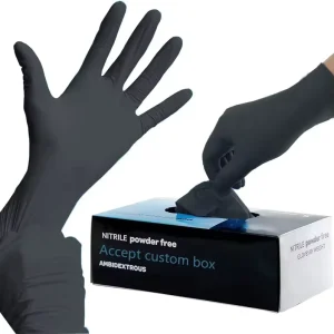 6mil Tattoo Full Textured Black Nitrile Gloves Custom Powder Free Latex Free Heavy Duty Thick Disposable Nitrile Gloves