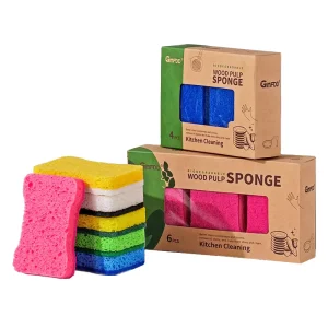 6pcs Set Dual-Sided Kitchen Dish Washing Dishwashing Sponges Scouring Pads 8-Shaped Wood Pulp Sponge Scouring Pad