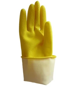 72g Comfortable Dip Flocklined Yellow Latex Gloves Waterproof for Kitchen Cleaning and Dish Washing for Summer Use