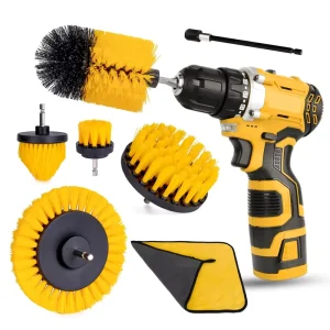 7pcs PP Portable Drill Car Wash Brushes Set for Kitchen Bathroom Car Clean