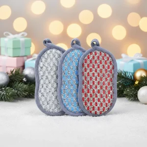 8 Character Polyester Jacquard Towel Dishwashing Sponge Scouring Pad Kitchen Cloth for Eraser Household Double Sided 1.5cm