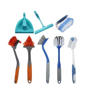 8 in 1 Multi head Eco Friendly Cleaning Brush Long Handle Plastic Brush Kitchen Bristle Cleaning Brush Set