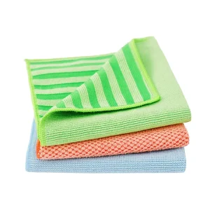 80% Polyester 20% Polyamide Stripe Design Dishes Washing Kitchen Microfiber Dish Scrub Towel