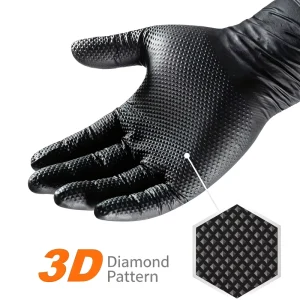 8mil Extra Thick Black Rubber Heavy Diamond Grip Disposable Auto Repair Industrial Working Gloves Nitrile Powder Free
