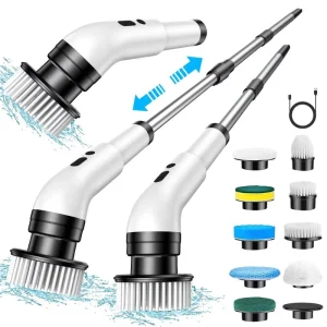 9 Replaceable Brush Heads Electric Spin Scrubber Cleaning Brush Kit for Tile Tub Floor Car