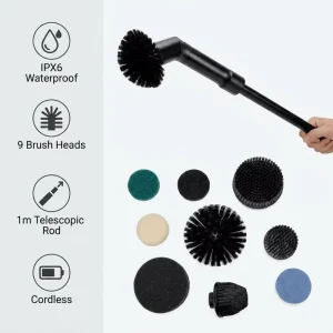 9 in 1 Multi Function Wireless Electric Cleaning Brush Rechargeable Bathroom Rotary Washer Electric Spin Scrubber Kitchen Floor