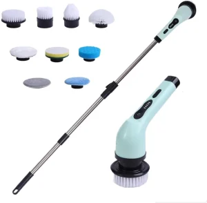 9in1 Electric Washer Cordless Electric Cleaning Brush Cleaning Bathroom Long Handle 9 Brush Heads Electric Rotating Washer