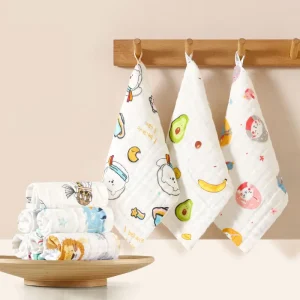 A Class High Density Six Layer Cotton Towel Square Absorbent Handkerchief Cartoon Design for Children’s Kitchen Use