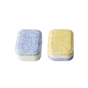 A Tablet of Detergent for Washing Dishes in Dishwashing Machine Dishwasher Tablets